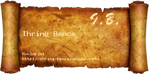 Ihring Bence névjegykártya